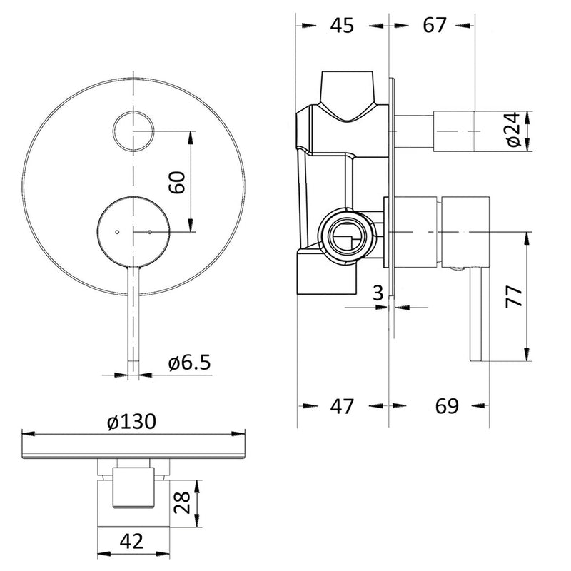 Vintage Wall Diverter Mixer Trim Kit in Brushed Nickel [HYB868-501TK-BN]