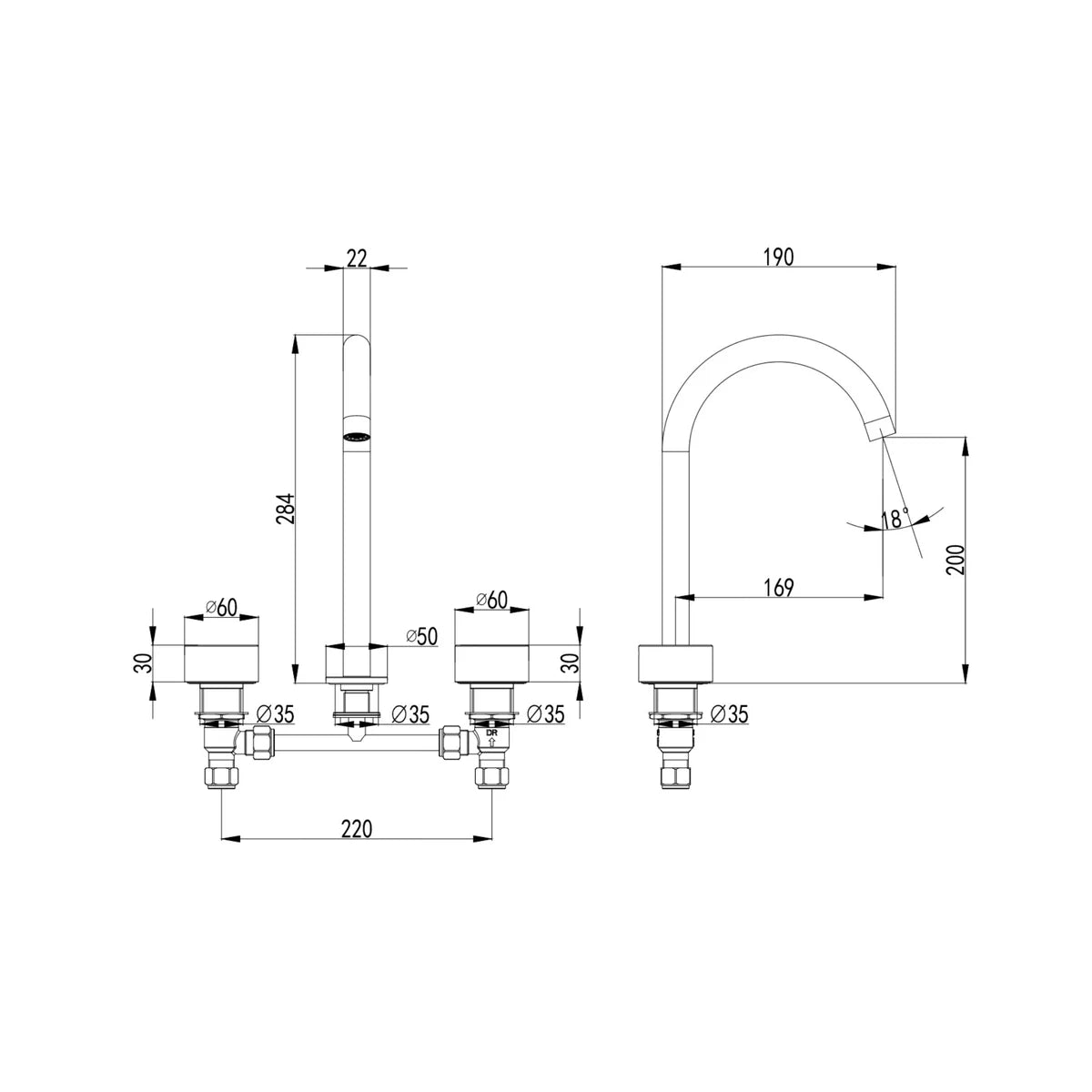 Hali Basin Set Chrome HYB88-9904 - Bathroom Hub