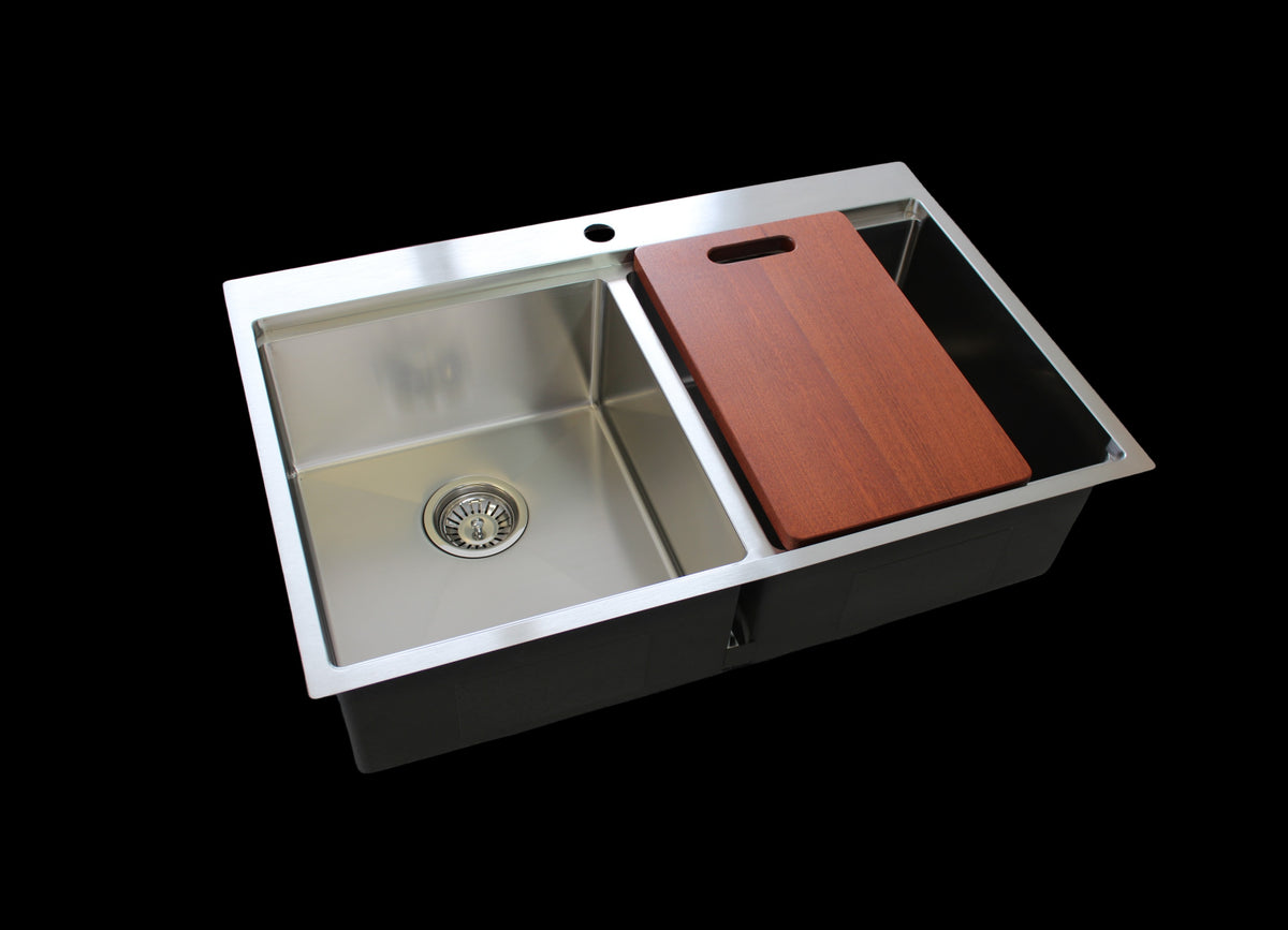 Stainless steel workstation kitchen sink with tap hole double bowls 80cm - WSTTD8051 - Bathroom Hub