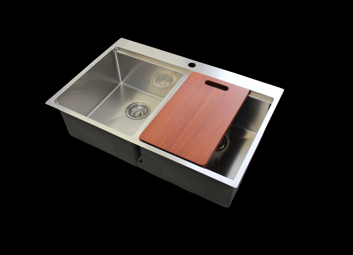 Stainless steel workstation kitchen sink with tap hole double bowls 80cm - WSTTD8051 - Bathroom Hub