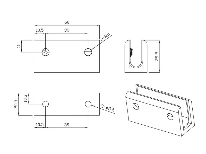 Antique Brass Shower Glass Clamp JD-M458F