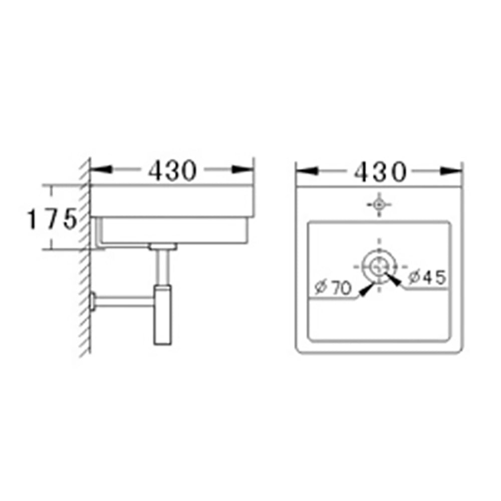 Rosa Wall-hung Basin 430 x 430 x 175mm JHI-11-201 - Bathroom Hub