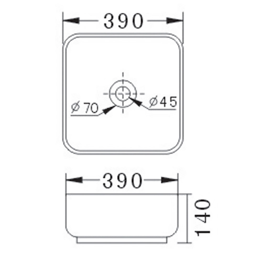 Eden Countertop Basin 390 x 390 x 140mm JHI-22-301 - Bathroom Hub
