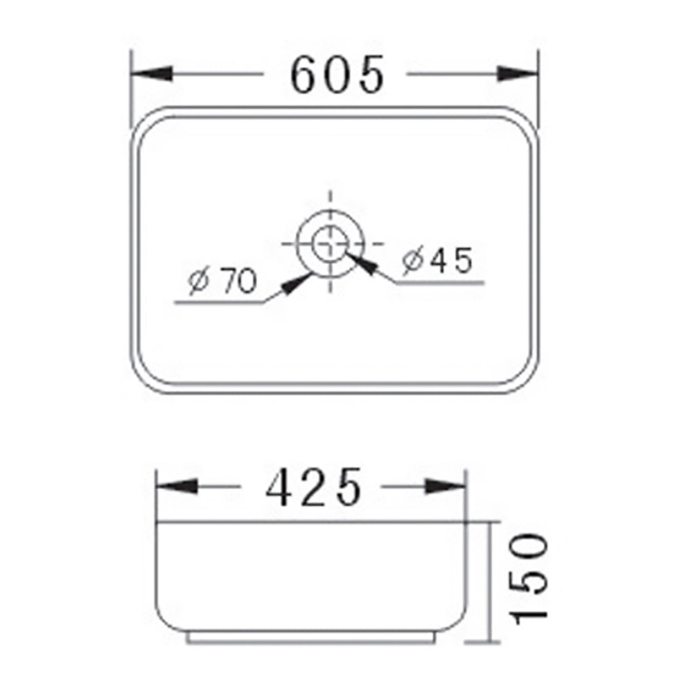 Eden Countertop Basin 605 x 425 x 150mm JHI-22-303 - Bathroom Hub