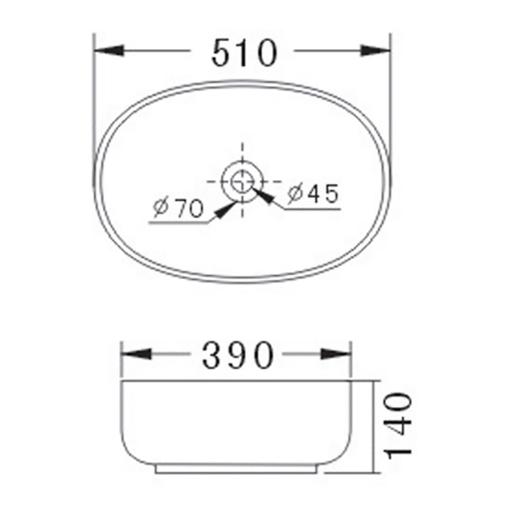 Cora Countertop Basin 510 x 390 x 140mm JHI-22-304 - Bathroom Hub