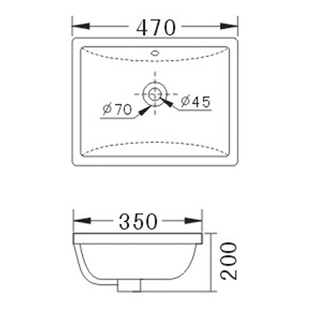 Eden Undermount Basin 470 x 350 x 200mm JHI-55-102 - Bathroom Hub