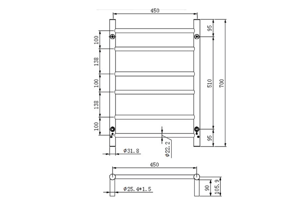 Allegra 6 Bar Heated Towel Rail JY-3310-MB - Bathroom Hub