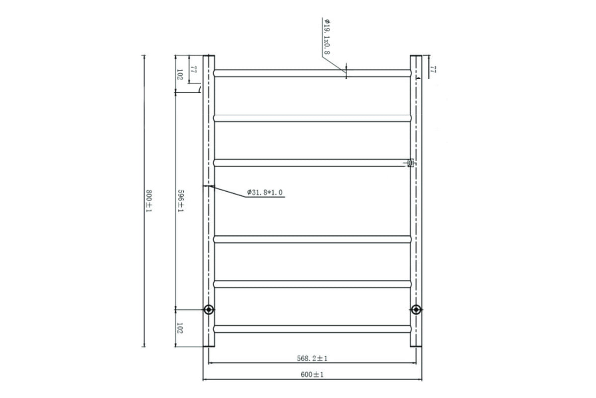Avid 6 Bar Heated Towel Rail JY-R600-GM - Bathroom Hub