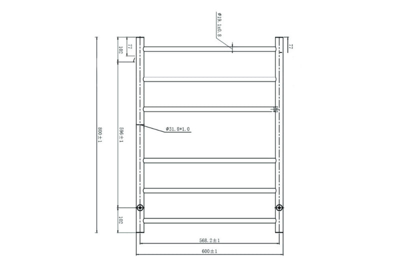 Avid 6 Bar Heated Towel Rail JY-R600-BG