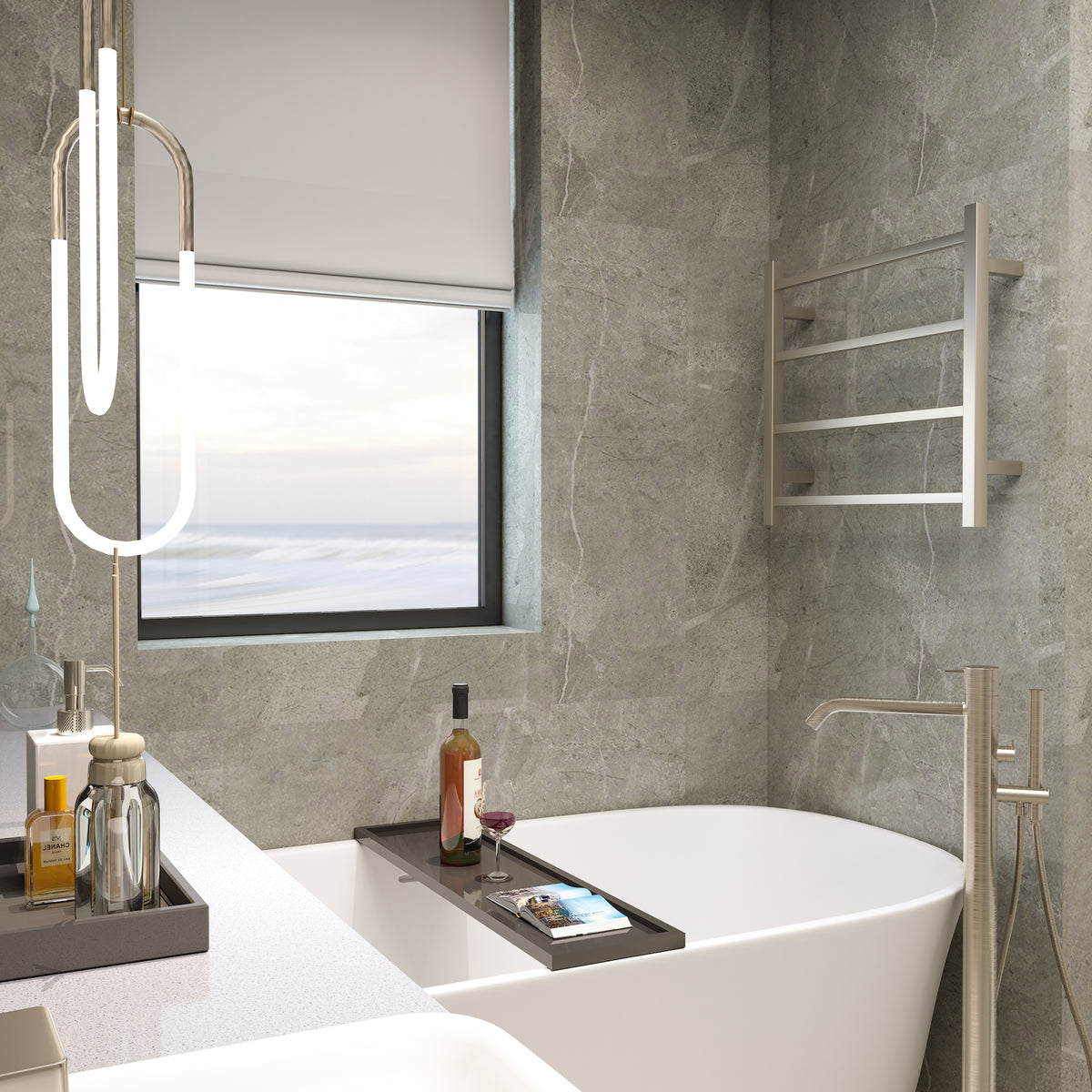 Spirit 4 Bar Heated Towel Rail JY-S400-BN - Bathroom Hub