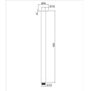 Technical drawing of a vertical pipe with dimensions and specifications.