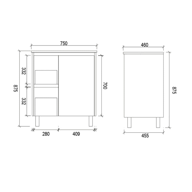 Freestanding White Oak Bathroom Vanity LM750L