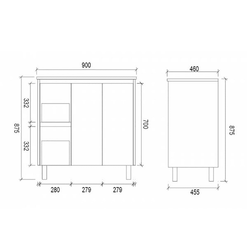 Freestanding White Oak Bathroom Vanity LM900L