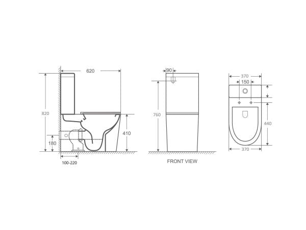 Back to Wall Rimless Compact Toilet Suite Belmont - Bathroom Hub