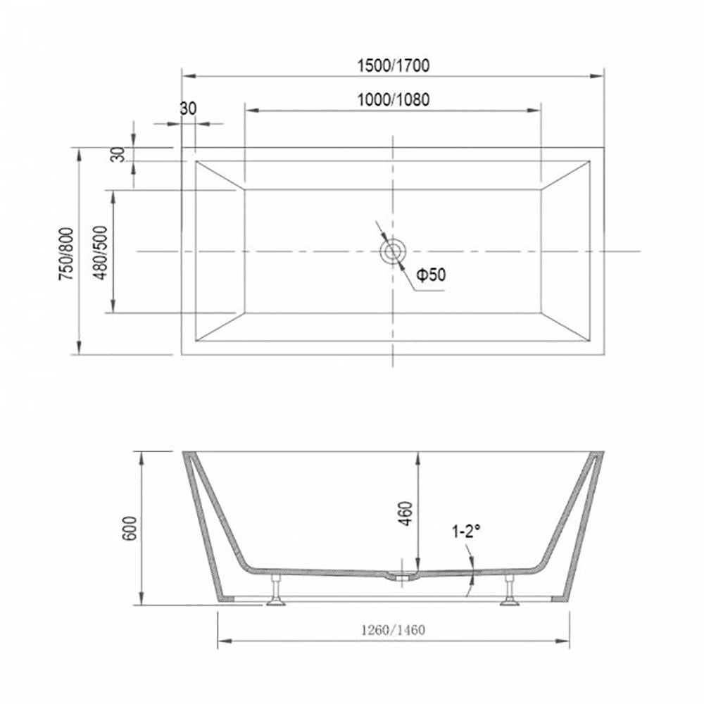 1700mm Lucina Freestanding Bath - Bathroom Hub