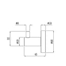Technical drawing of a mechanical component with dimensions and tolerances.