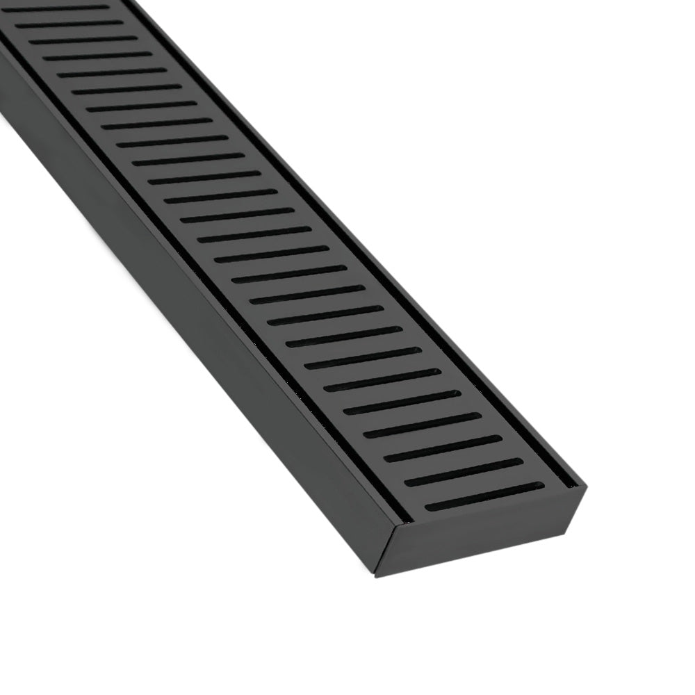 Aluminium Slimline Shower Grate Drain Matt Black 300-3000x100x21mm - Bathroom Hub