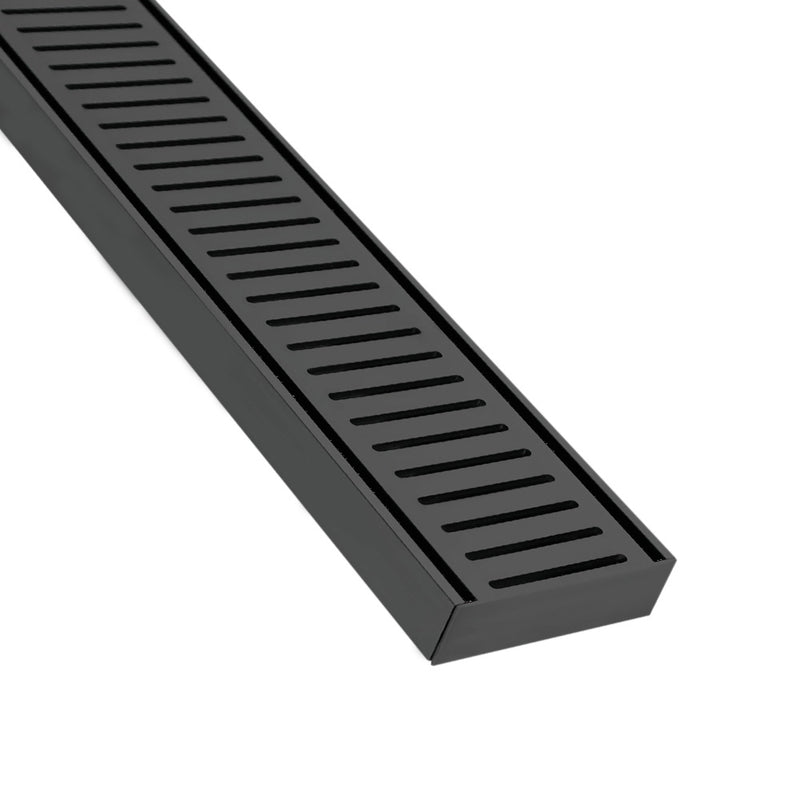 Aluminium Slimline Shower Grate Drain Matt Black 300-3000x100x21mm