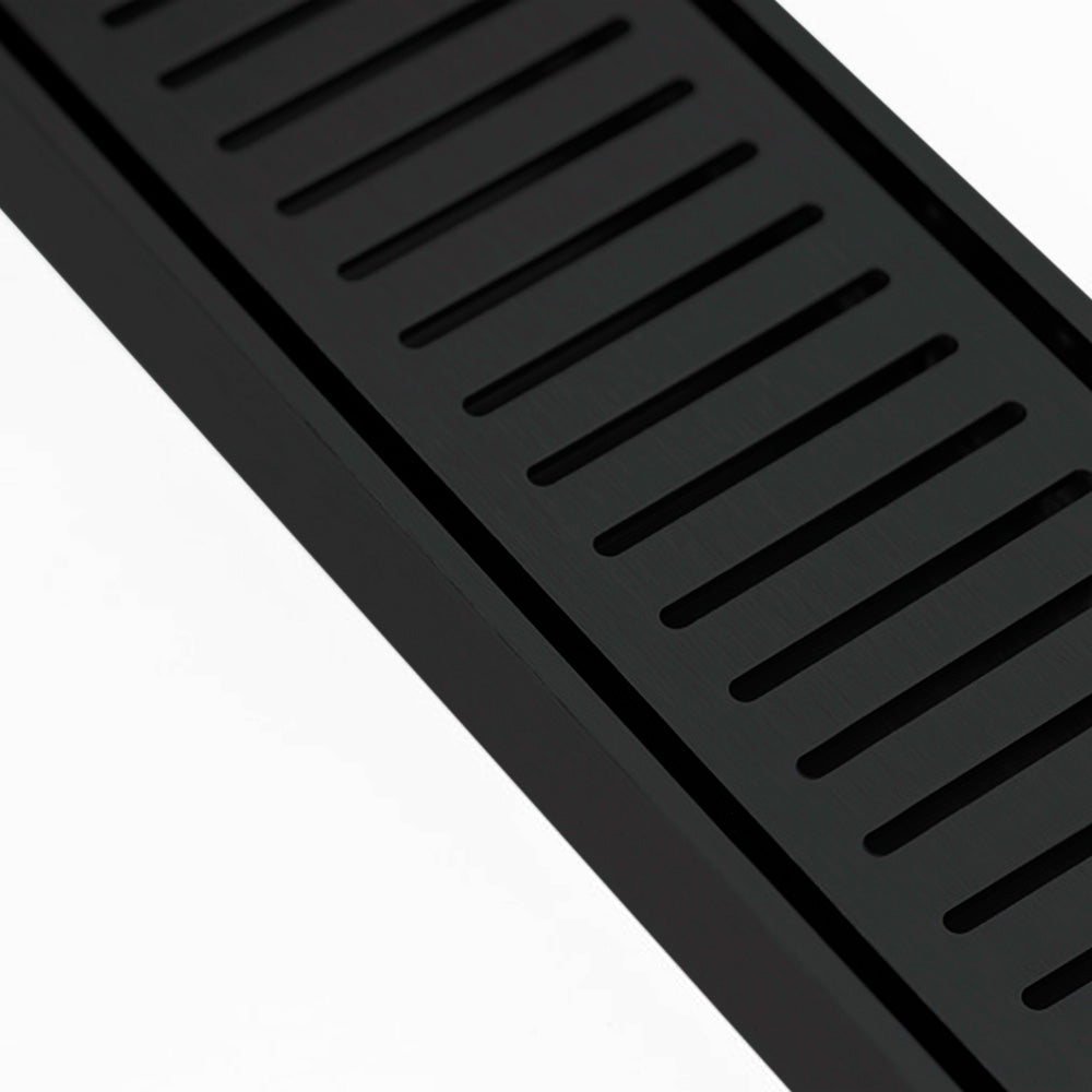 Aluminium Slimline Shower Grate Drain Matt Black 300-3000x100x21mm - Bathroom Hub