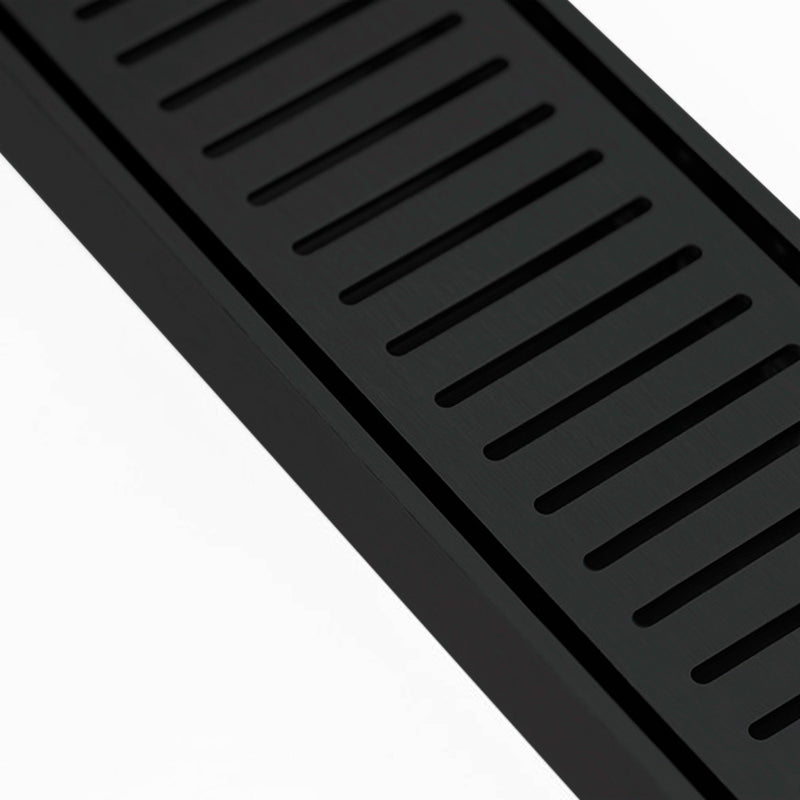 Aluminium Slimline Shower Grate Drain Matt Black 300-3000x100x21mm