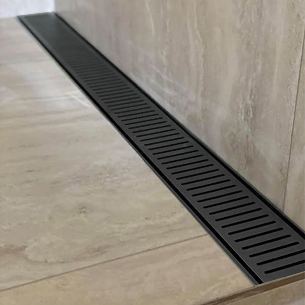 Aluminium Slimline Shower Grate Drain Matt Black 300-3000x100x21mm - Bathroom Hub