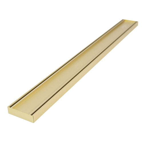 Aluminium Slimline Tile Insert Shower Drain Matt Gold 300-3000x100x21mm - Bathroom Hub