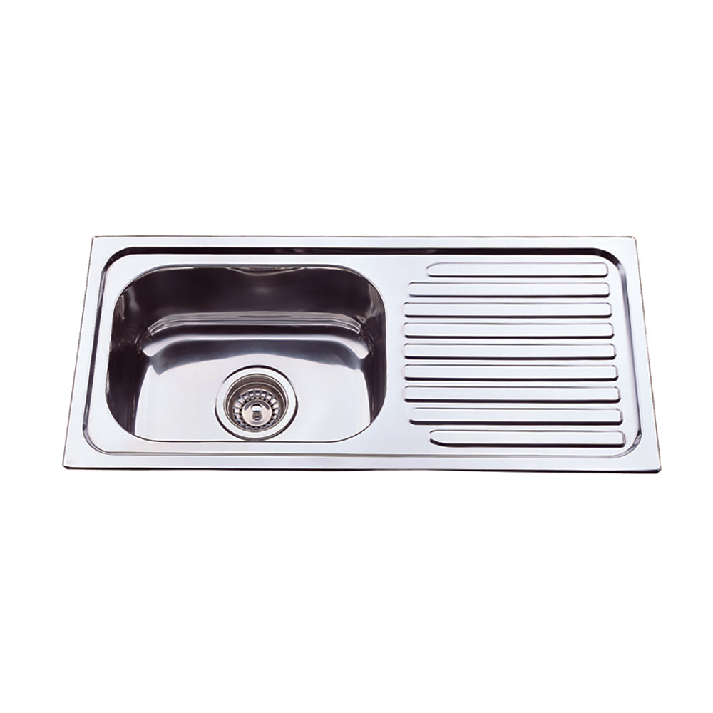 Eden Single Bowl & Single Drainer Kitchen Sink 765 x 365mm NH327SLHB - Bathroom Hub