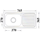 Eden Single Bowl & Single Drainer Kitchen Sink 765 x 365mm NH327SLHB