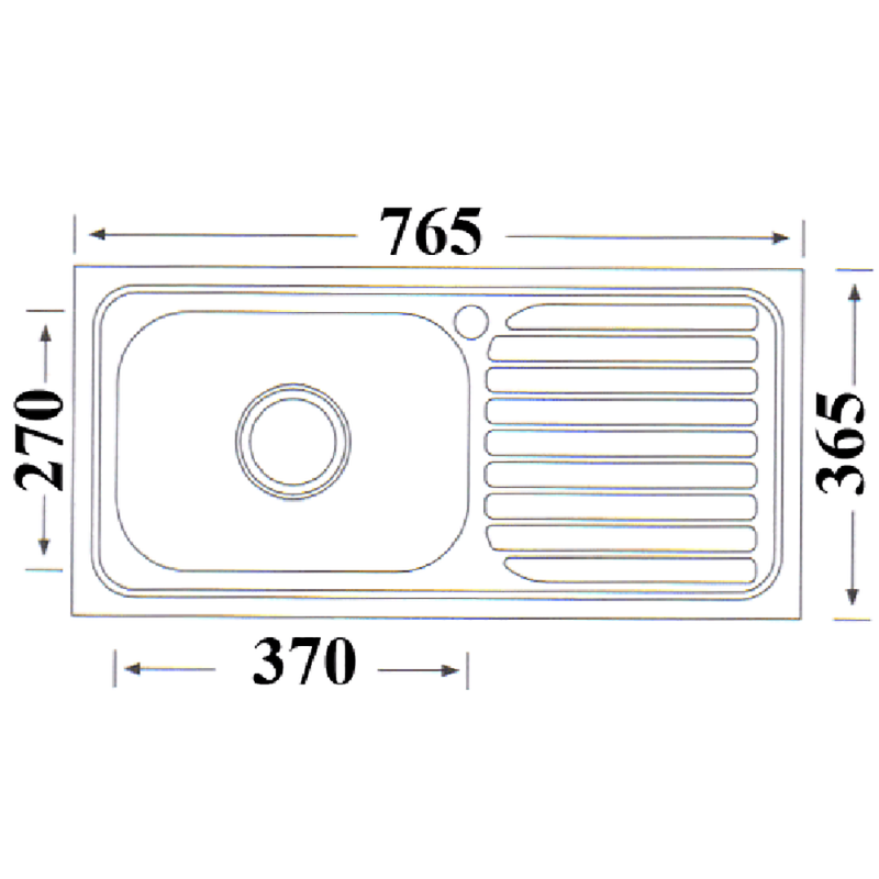 Eden Single Bowl & Single Drainer Kitchen Sink 765 x 365mm NH327SLHB