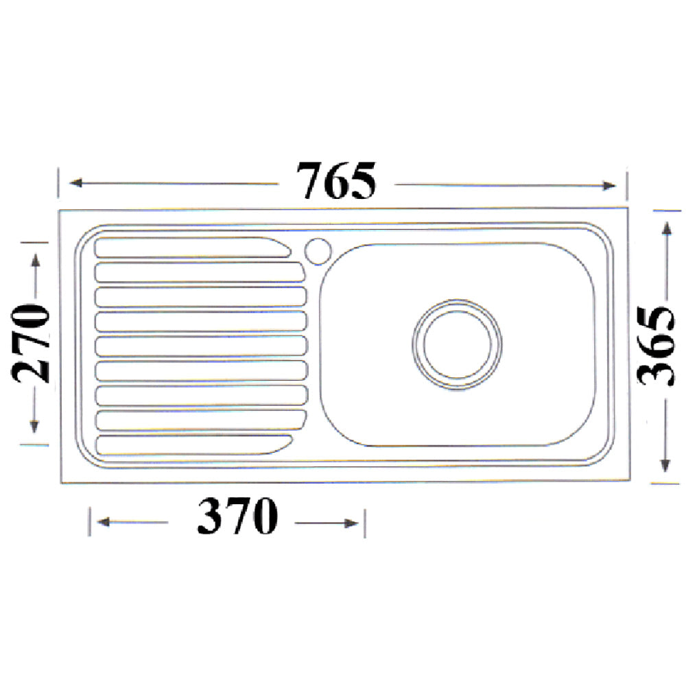 Eden Single Bowl & Single Drainer Kitchen Sink 765 x 365mm NH327SRHB - Bathroom Hub