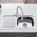 Eden Single Bowl & Single Drainer Kitchen Sink 765 x 365mm NH327SRHB