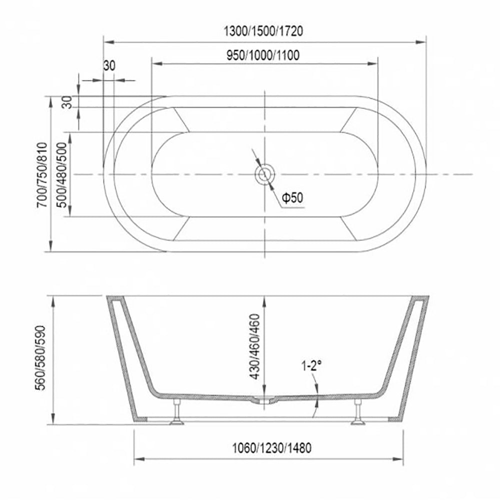 1300mm Florida Freestanding Bath - Bathroom Hub