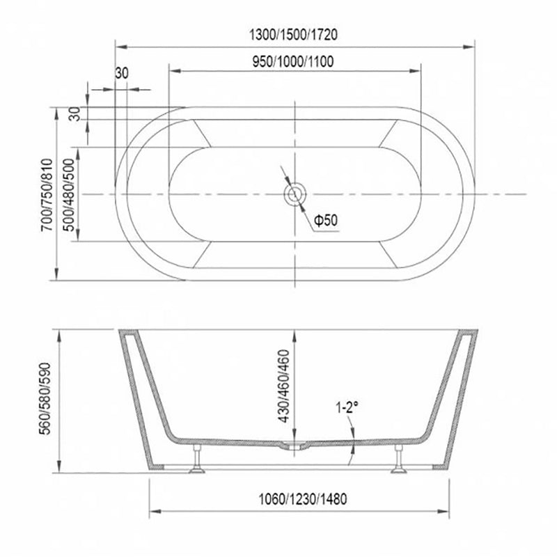 1500mm Olinda Freestanding Bath