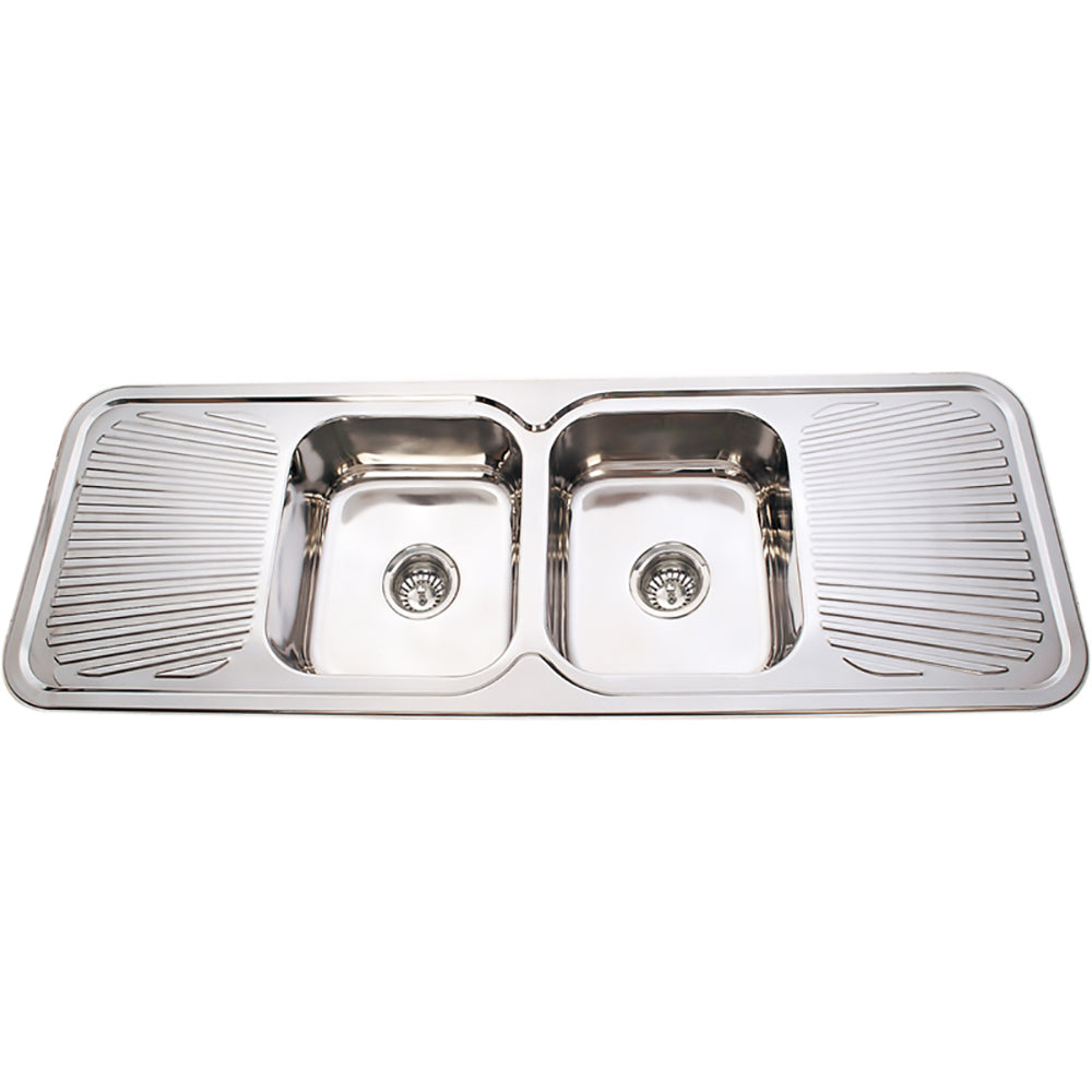 Cora Double Bowl & Double Drainer Kitchen Sink 1500 x 500mm P-1500 - Bathroom Hub