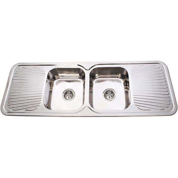 Cora Double Bowl & Double Drainer Kitchen Sink 1500 x 500mm P-1500