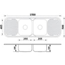 Cora Double Bowl & Double Drainer Kitchen Sink 1500 x 500mm P-1500