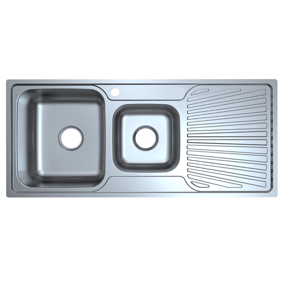 Otus 1 & 1/2 Bowl & Single Drainer Kitchen Sink 1180 x 480mm P0010848-2LHB - Bathroom Hub