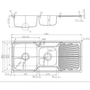 Otus 1 & 1/2 Bowl & Single Drainer Kitchen Sink 1180 x 480mm P0010848-2LHB