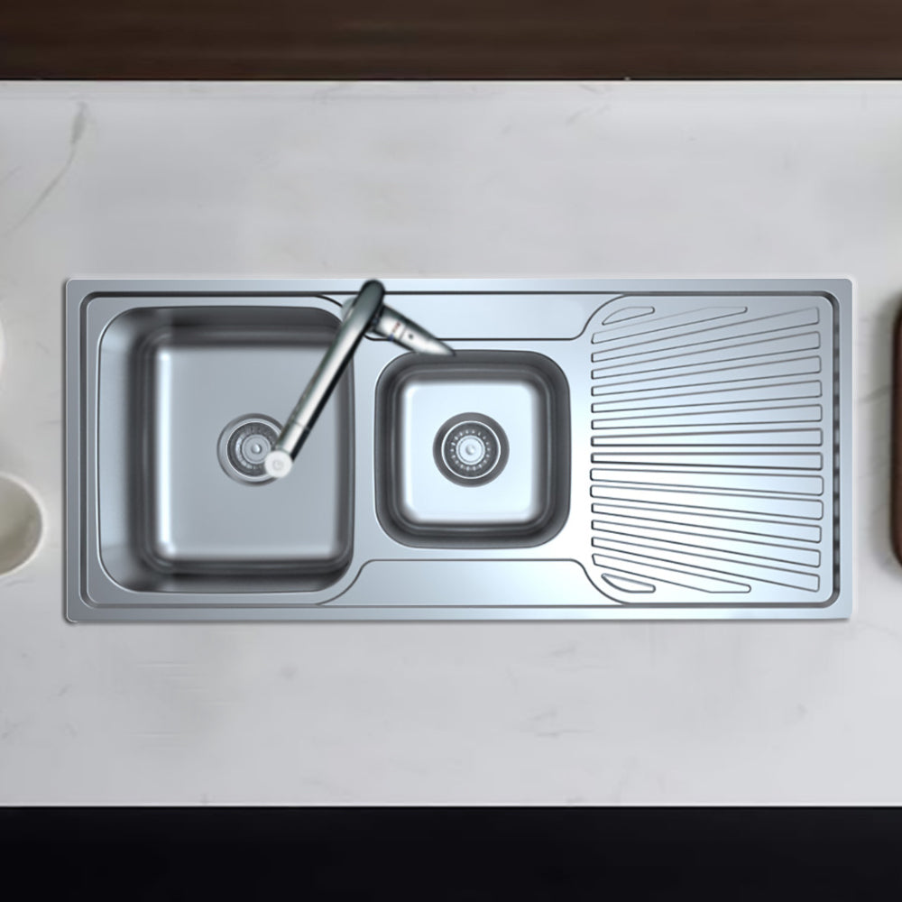 Otus 1 & 1/2 Bowl & Single Drainer Kitchen Sink 1180 x 480mm P0010848-2LHB - Bathroom Hub