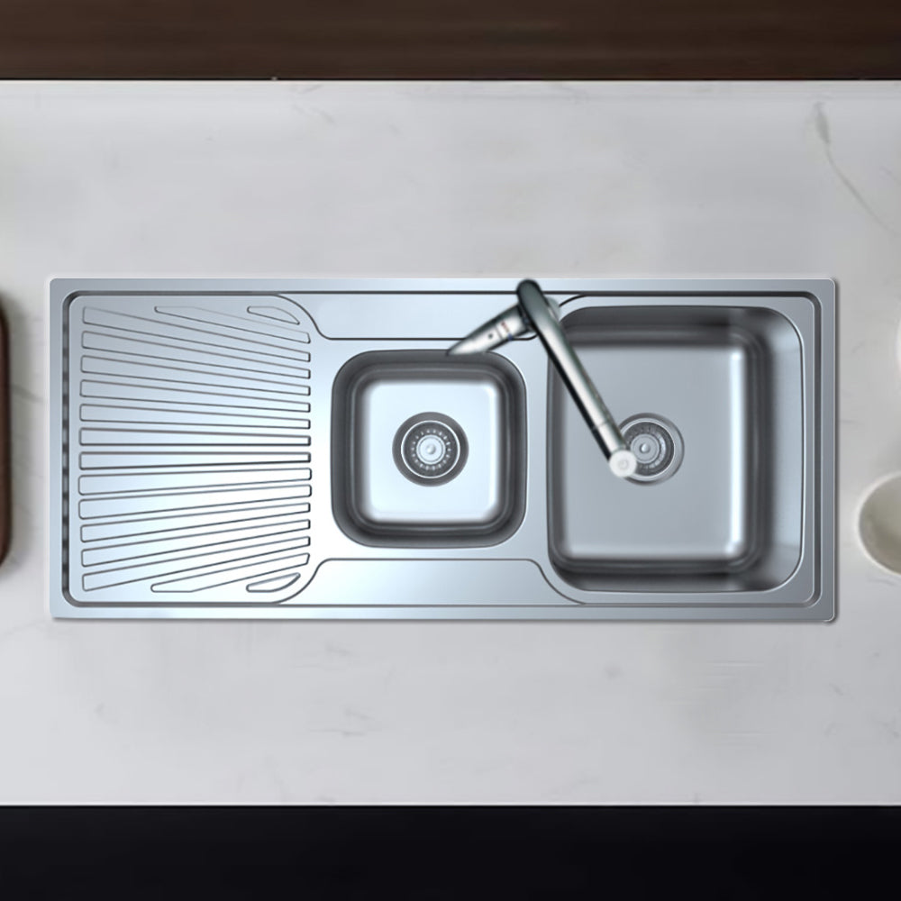 Otus 1 & 1/2 Bowl & Single Drainer Kitchen Sink 1180 x 480mm P0010848-2RHB - Bathroom Hub