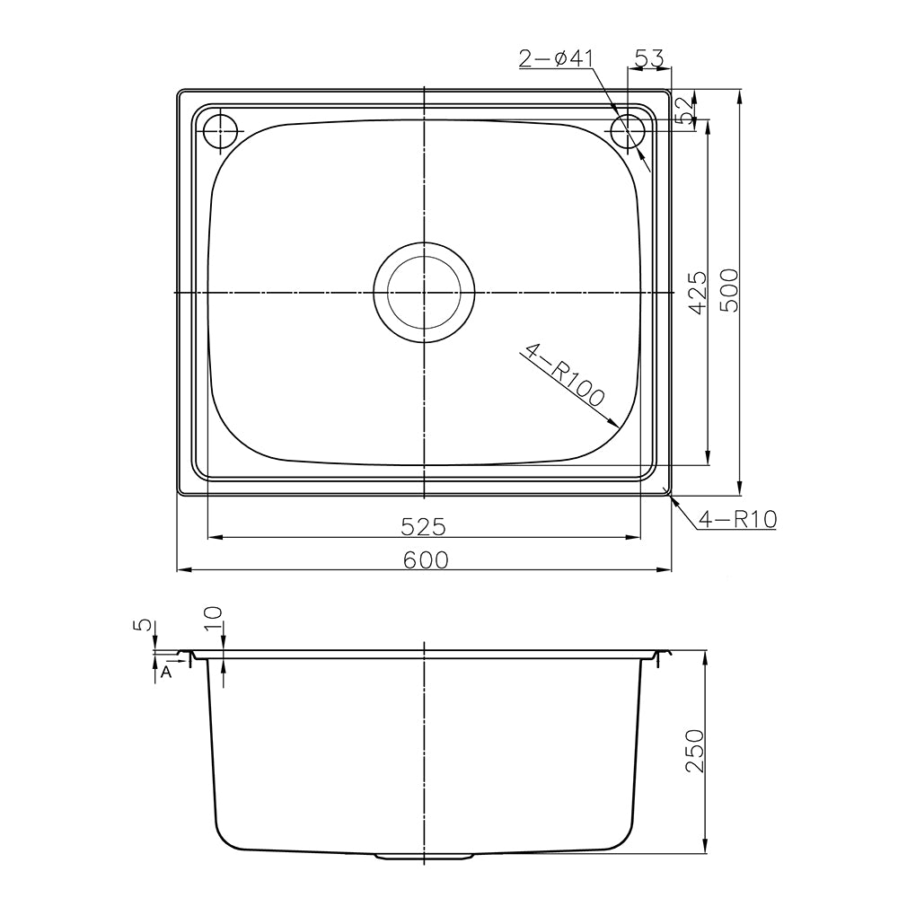 Otus Drop-in Laundry Tub 600 x 500mm P006050 - Bathroom Hub