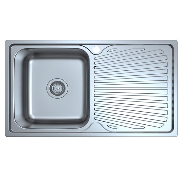 Otus Single Bowl & Drainer Kitchen Sink 800 x 480mm P008048-2LHB