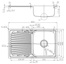 Otus Single Bowl & Drainer Kitchen Sink 800 x 480mm P008048-2RHB