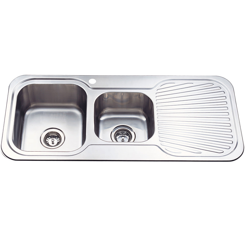 Cora 1 & 3/4 Bowl & Single Drainer Kitchen Sink 1080 x 480mm P1080LHB - Bathroom Hub