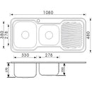 Cora 1 & 3/4 Bowl & Single Drainer Kitchen Sink 1080 x 480mm P1080LHB