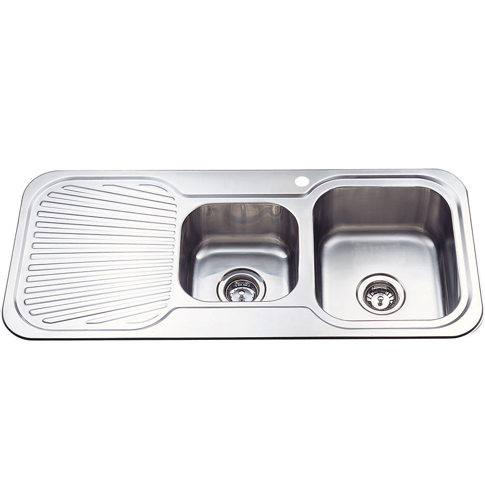 Cora 1 & 3/4 Bowl & Single Drainer Kitchen Sink 1080 x 480mm P1080RHB - Bathroom Hub