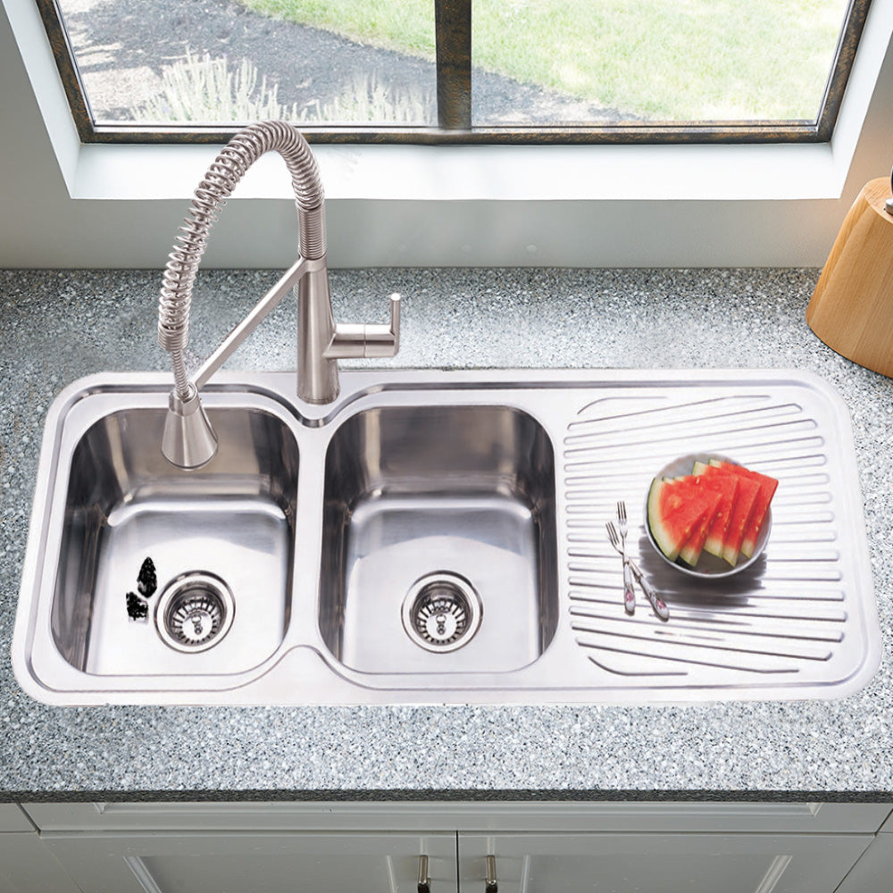 Cora Double Bowl & Single Drainer Kitchen Sink 1180 x 480mm P1180LHB - Bathroom Hub