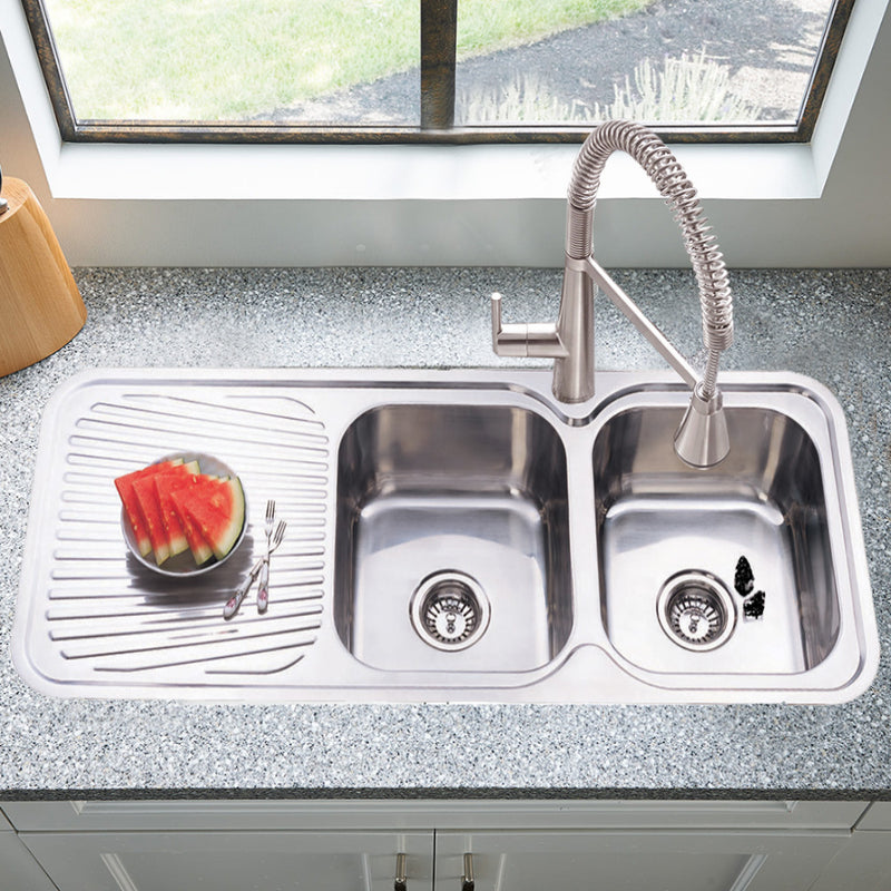 Cora Double Bowl & Single Drainer Kitchen Sink 1180 x 480mm P1180RHB