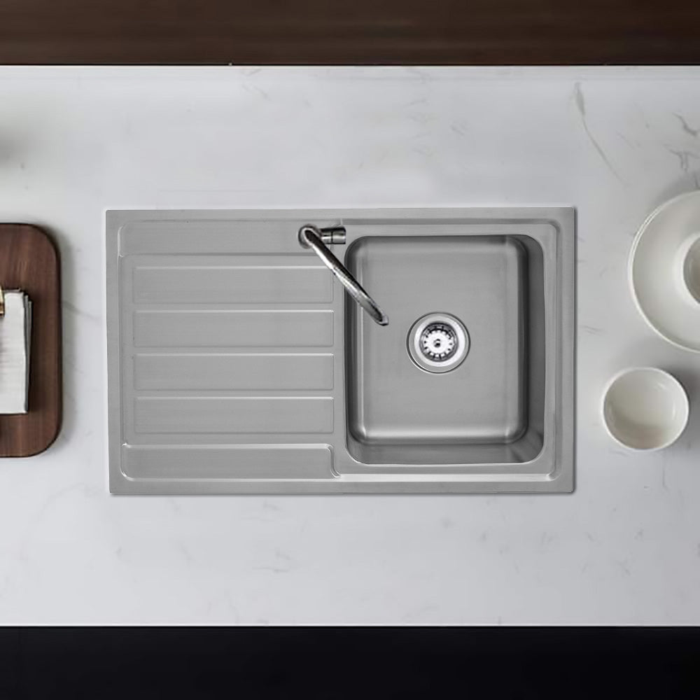 Seto Single Bowl & Single Drainer Kitchen Sink 800 x 500mm P5347N-RHB - Bathroom Hub