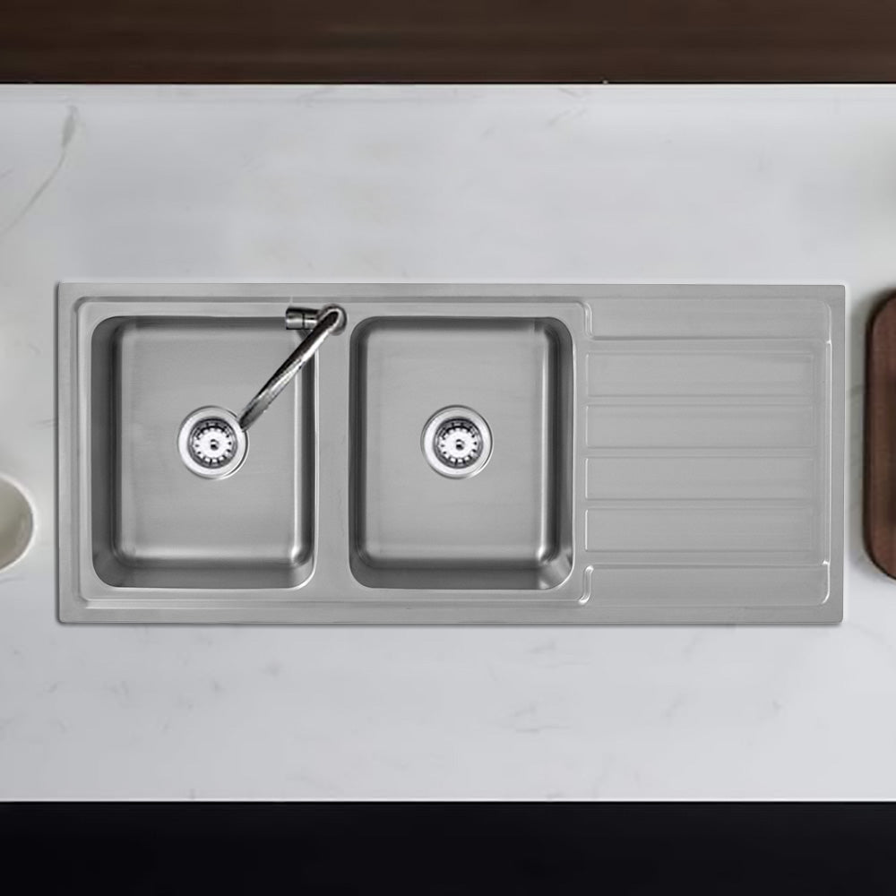 Seto Double Bowl & Single Drainer Kitchen Sink 1200 x 500mm P5355N-LHB - Bathroom Hub